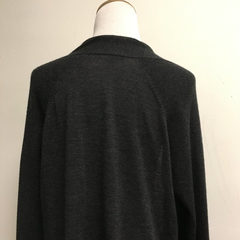 Eileen Fisher charcoal black heather merino wool cardigan open sweater duster PL - Picture 4 of 5